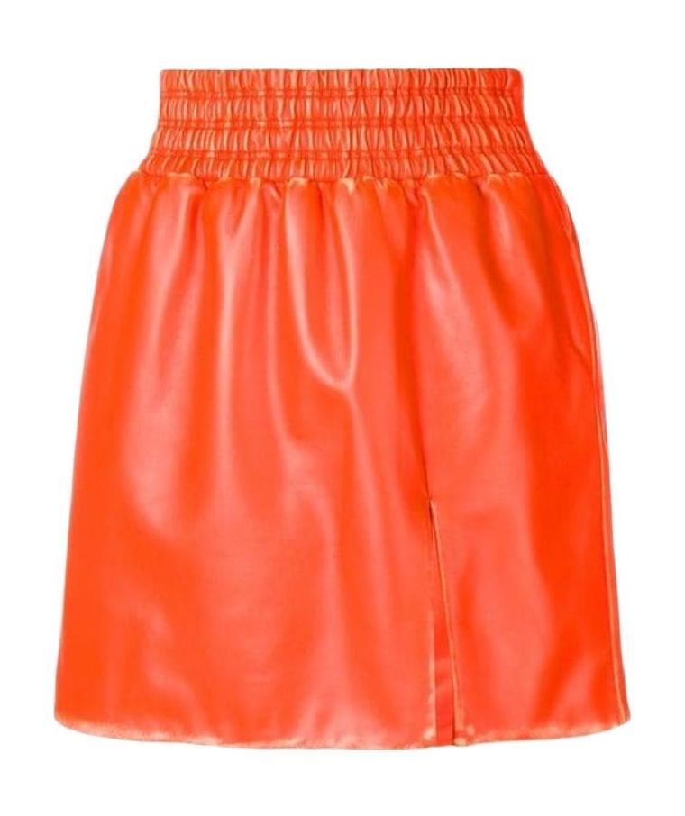 MIU MIU LEATHER FLARED MINI SKIRT