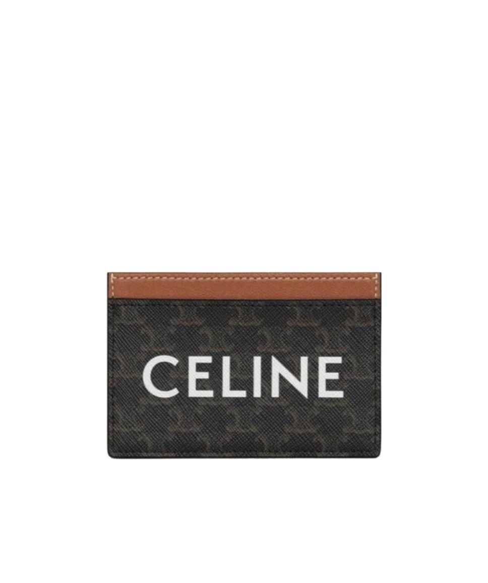 Celine Printed Card Bags With Coated Canvas And Cowhide In Brown