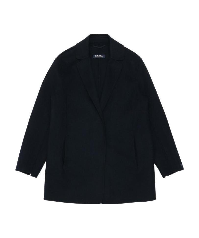 Max Mara Logo Details Coat In Black