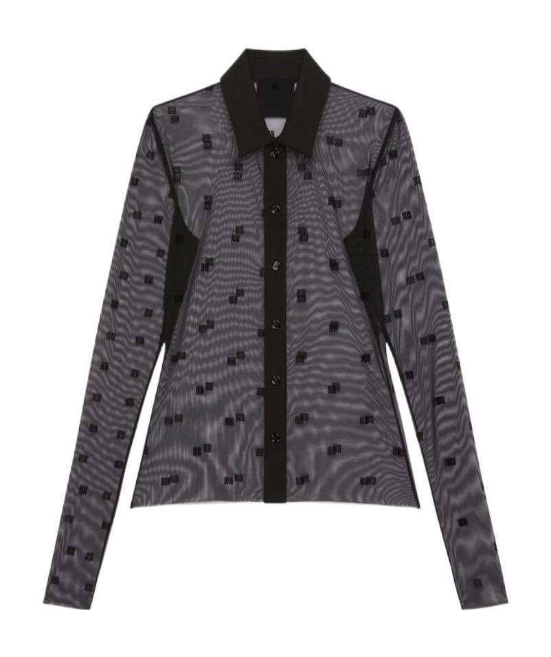 Givenchy Sheer 4g Logo Blouse In Black