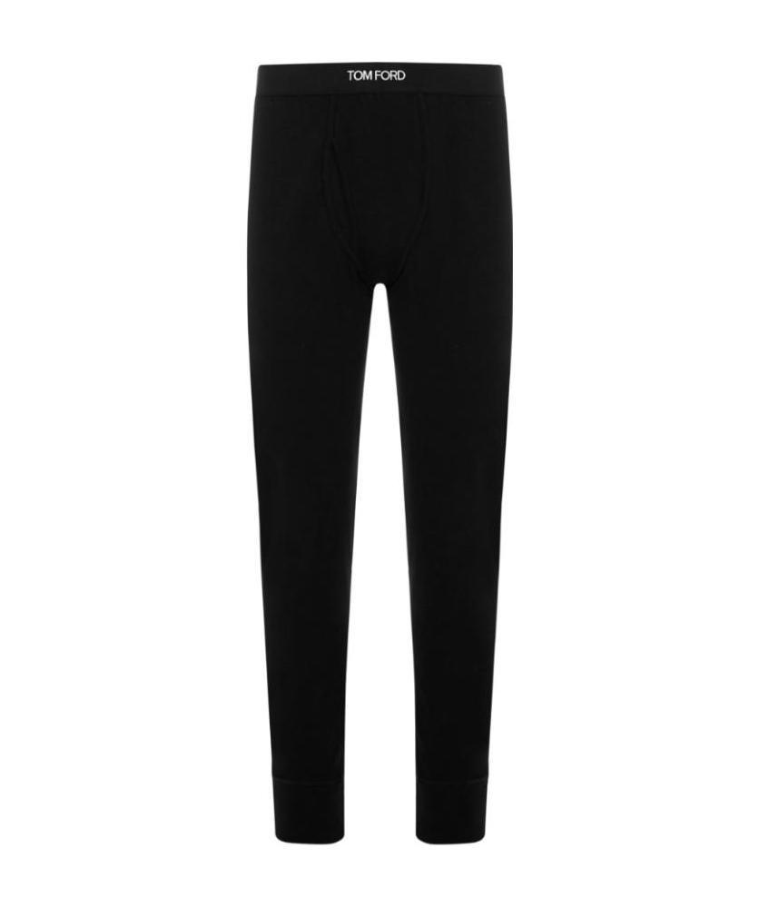 Tom Ford Stretch Cotton Leggings With Elastic Waistband And Ribbed Cuffs In Black