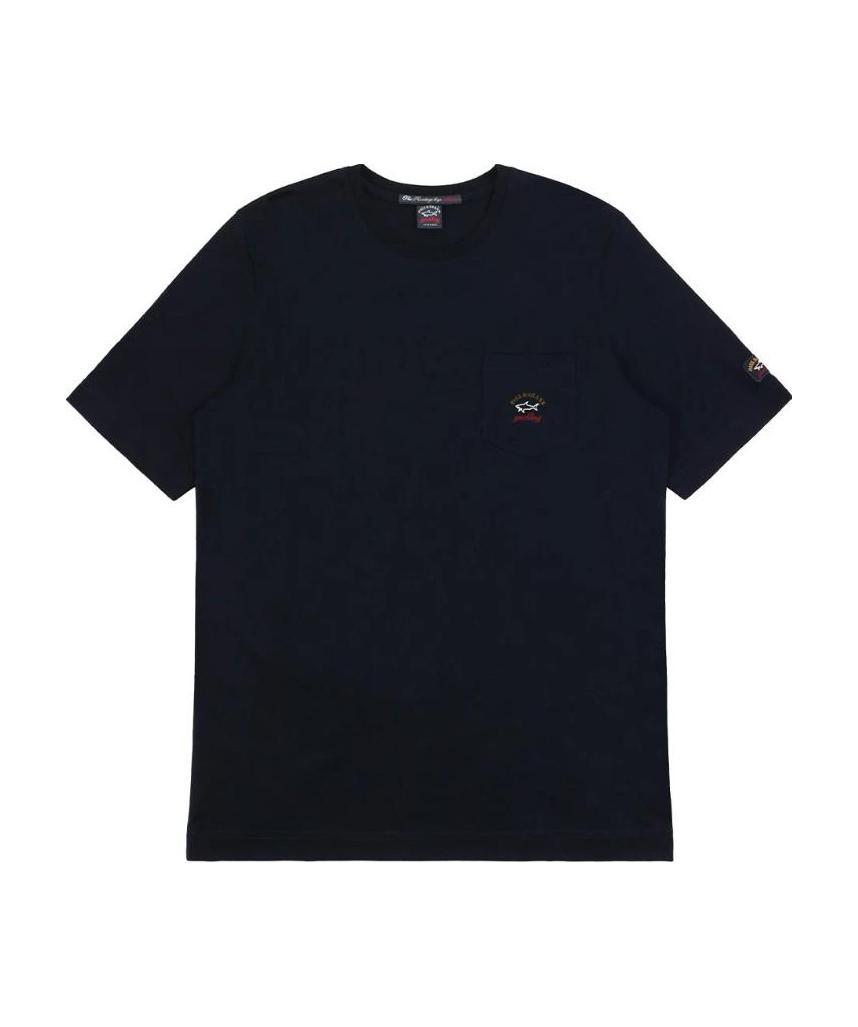 Shop Paul & Shark Round Collar Pocket T-shirt In Black
