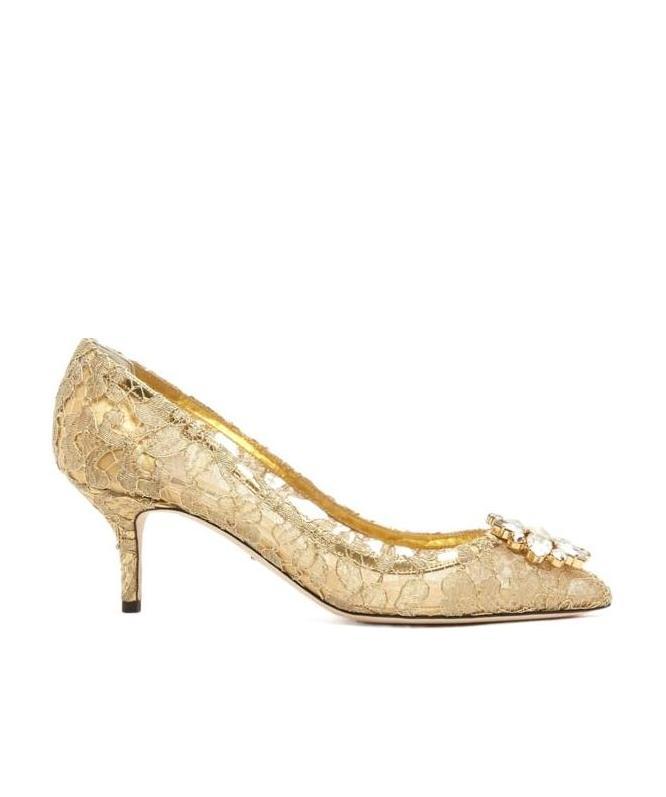 Dolce & Gabbana Lace Rainbow Pumps With Brooch Detailing Shoes In Nude