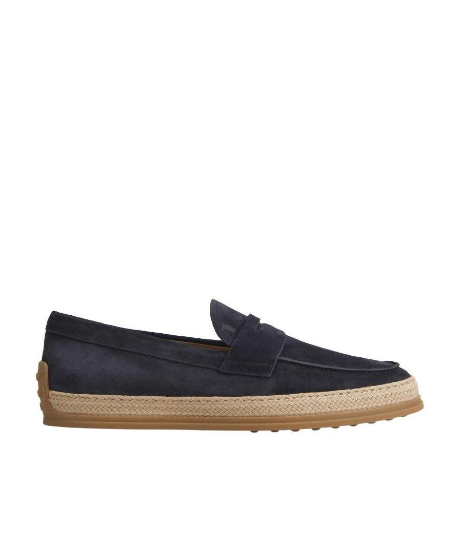 Tod's Woven-trim Penny Loafers In Black