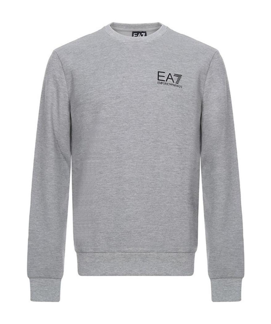 Ea7 Logo Round-necked Sweater In Gray