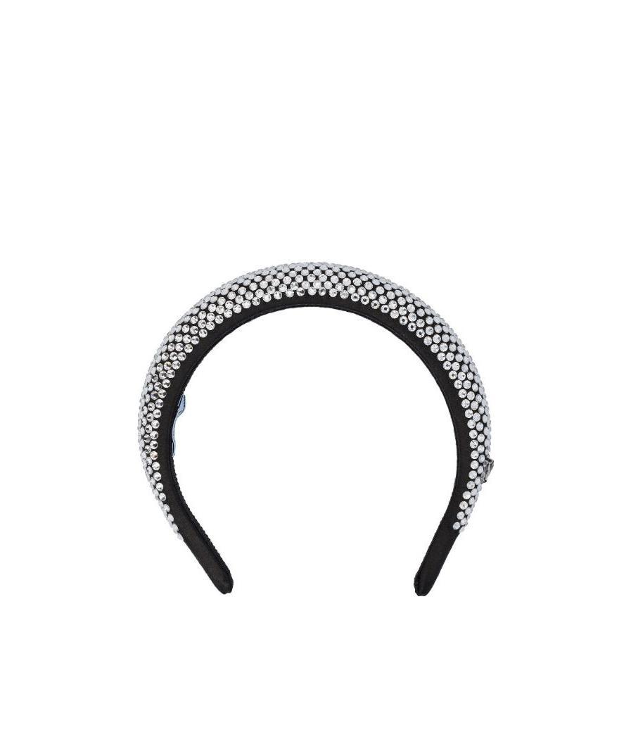 PRADA IMITATION CRYSTAL LOGO HAIRBAND