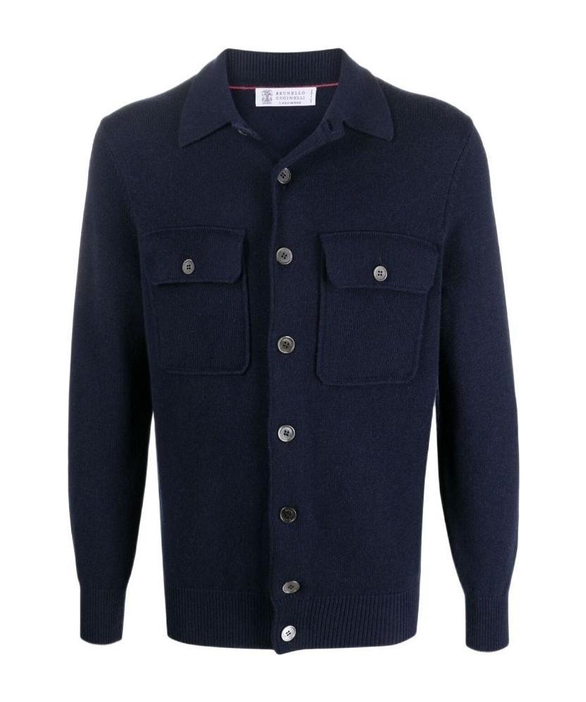 Brunello Cucinelli Patch Pocket Knitted Cardigan In Black