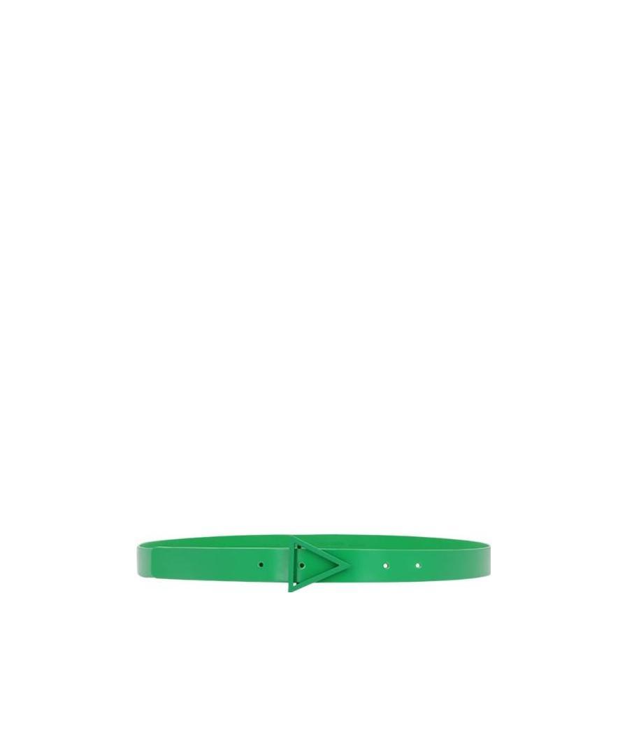Bottega Veneta Triangle-buckle Brushed Thin Belt In Green