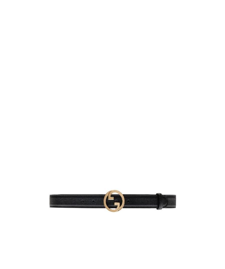 Gucci Interlocking G Leather Belt In Black