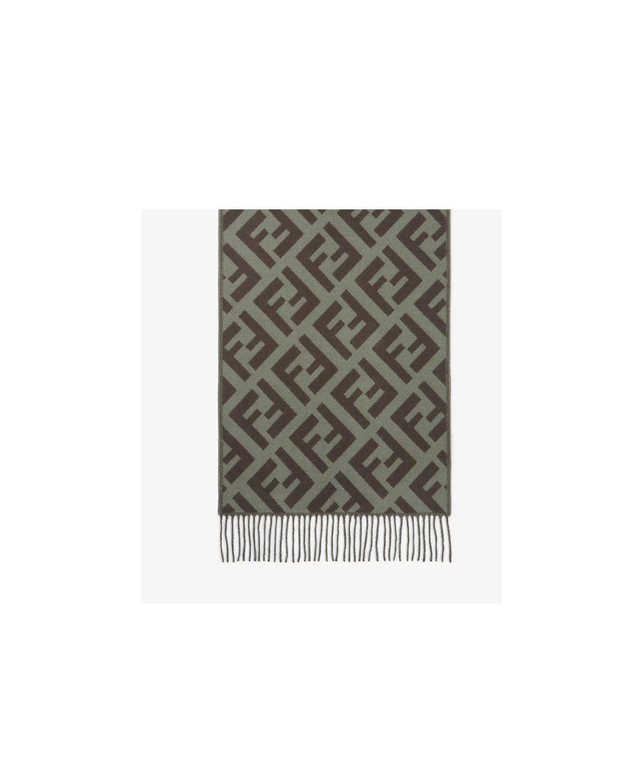 Shop Fendi Green Cashmere Scarf In Black
