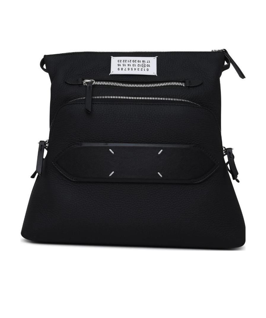 Maison Margiela Signature-stitch Leather Shoulder Bag In Black