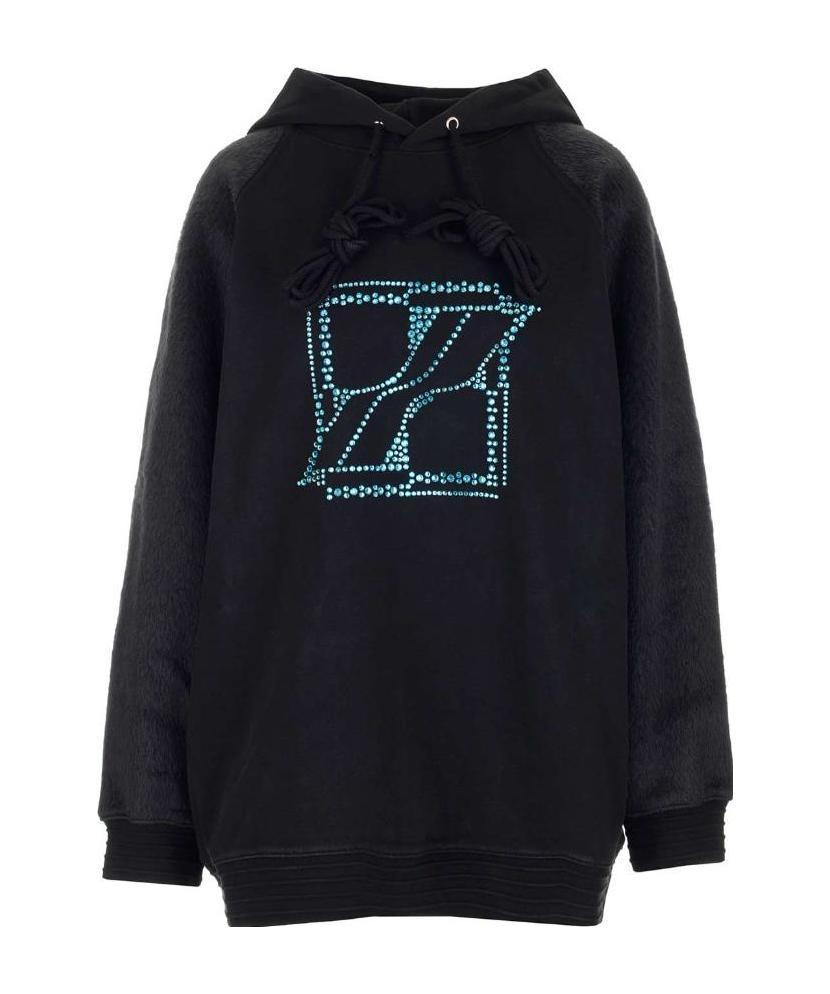 We11 Done Crystal-embellished Hoodie In Black
