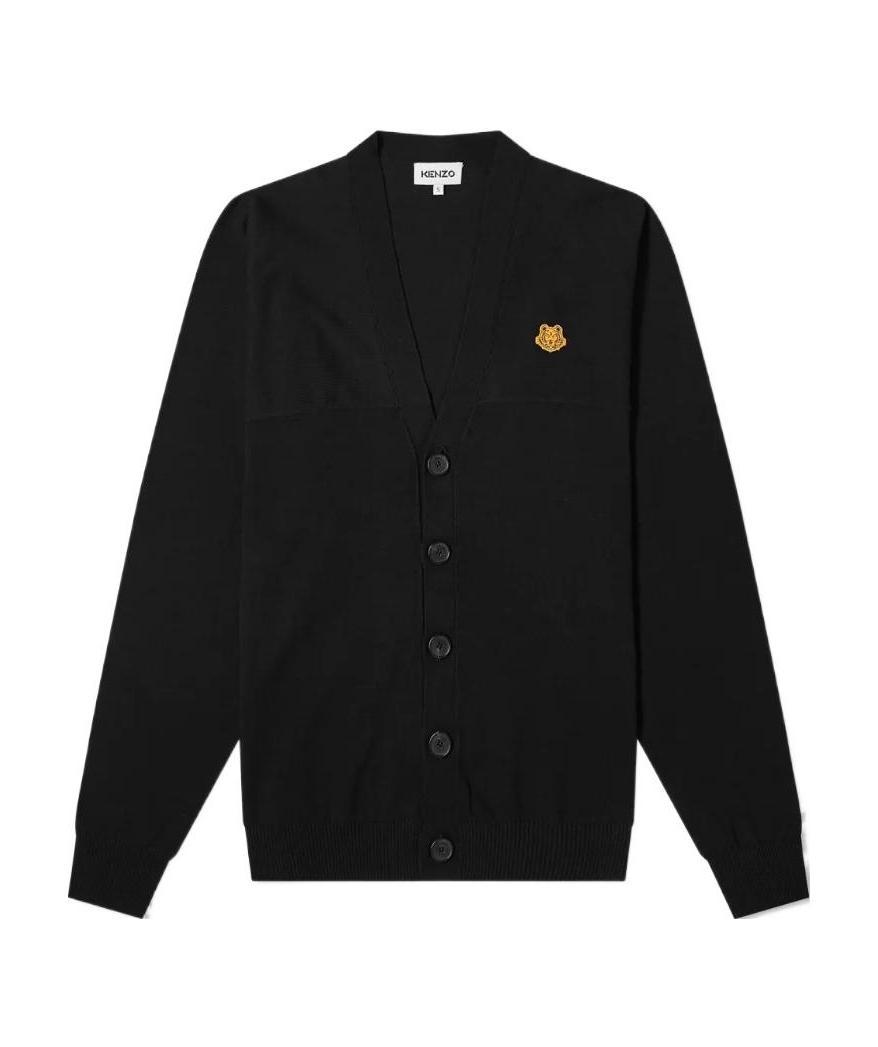 Kenzo Appliqué Cotton Cardigan In Black