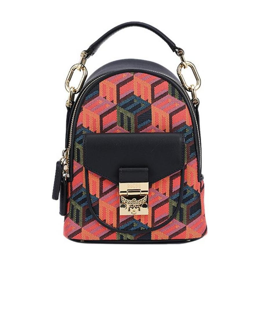 Mcm Patricia Cubic-monogram Backpack In Black