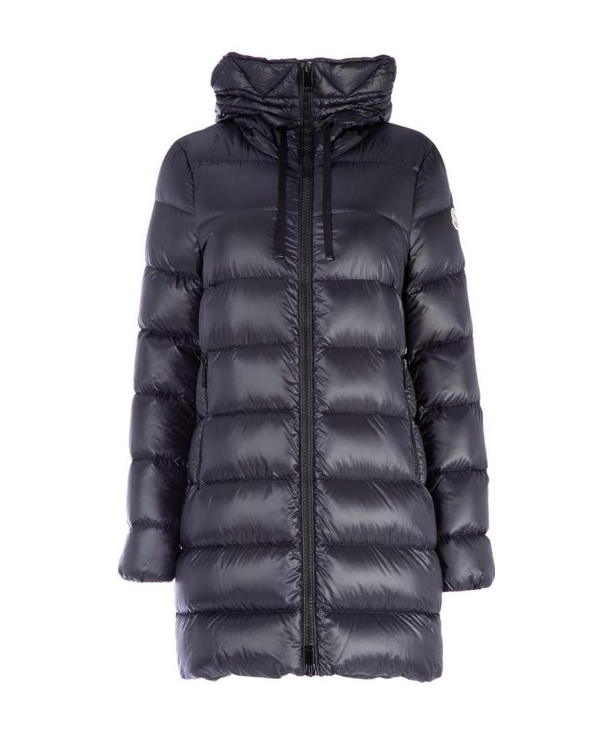 Moncler Zip-up Padded Long Parka In Black