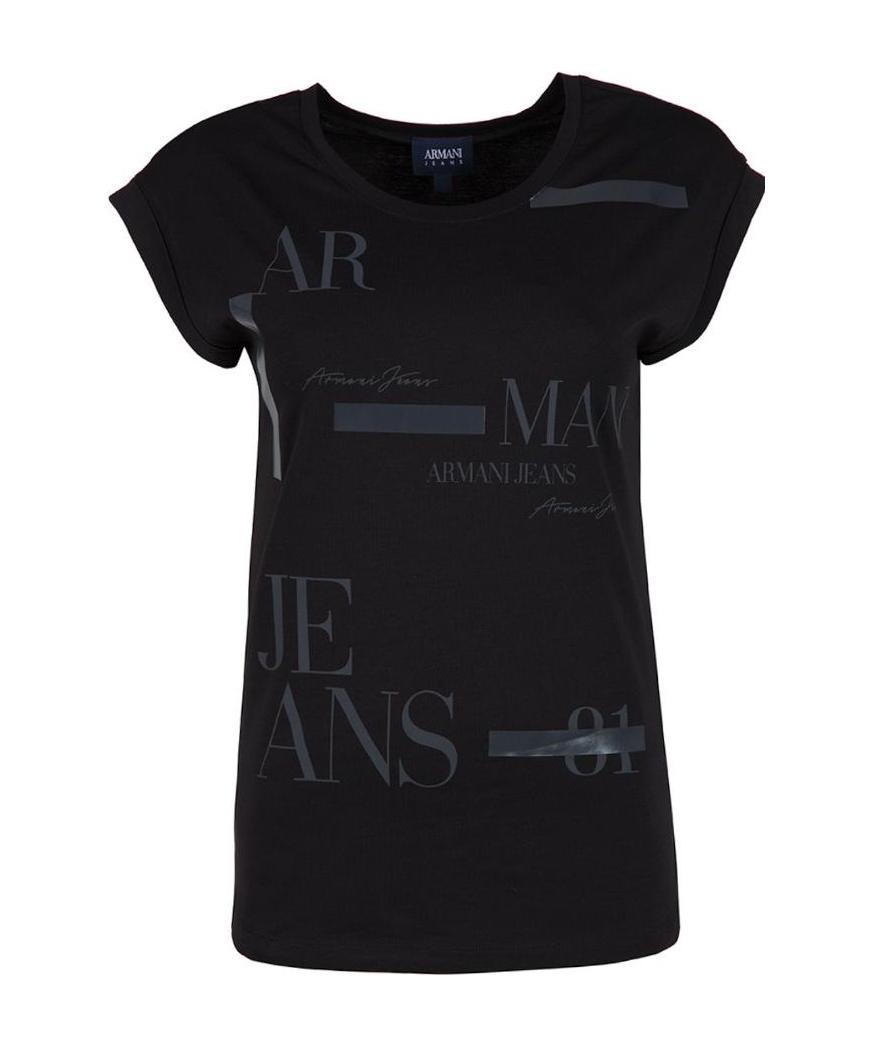 Shop Armani Jeans Logo T-shirt In Black