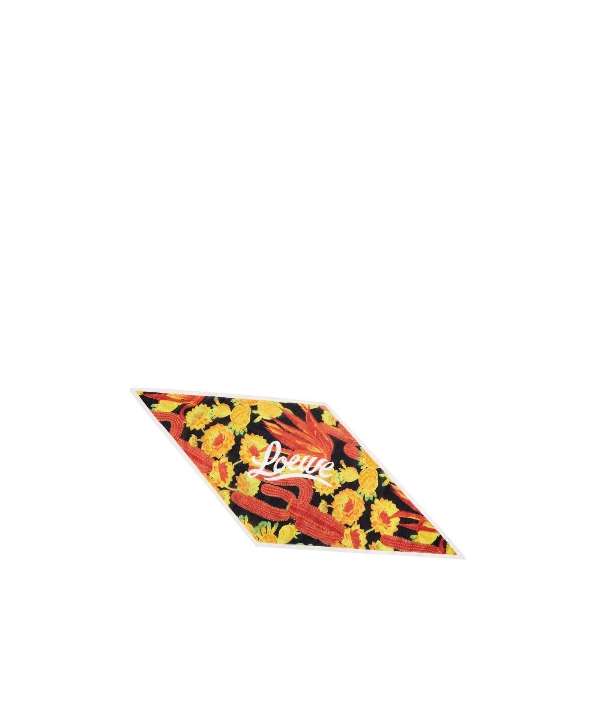 Loewe Cactus Lozenge Scarf In Cotton And Silk