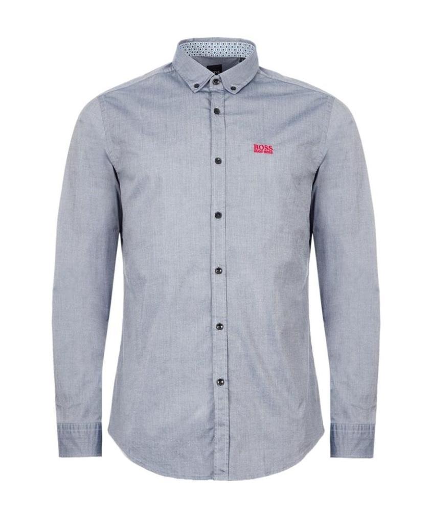 Hugo Boss Logo Embroidered Shirt In Gray