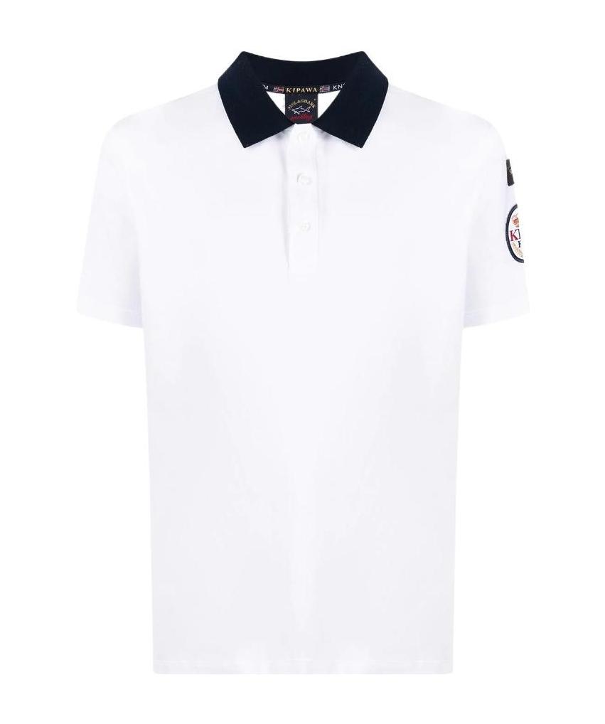 Paul & Shark Logo Patch Polo Shirt In White