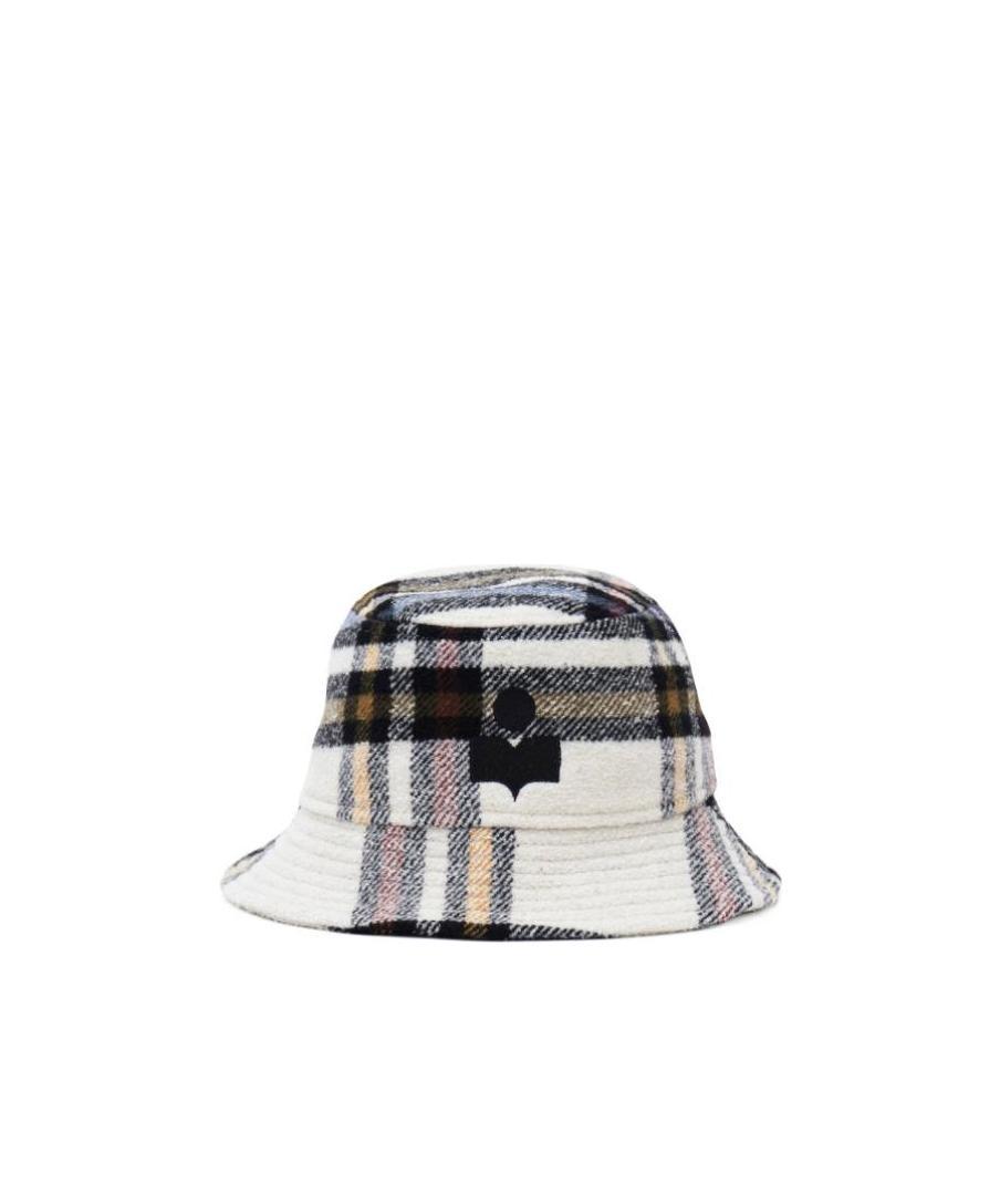 Isabel Marant Logo-embroidered Tartan Bucket Hat In White