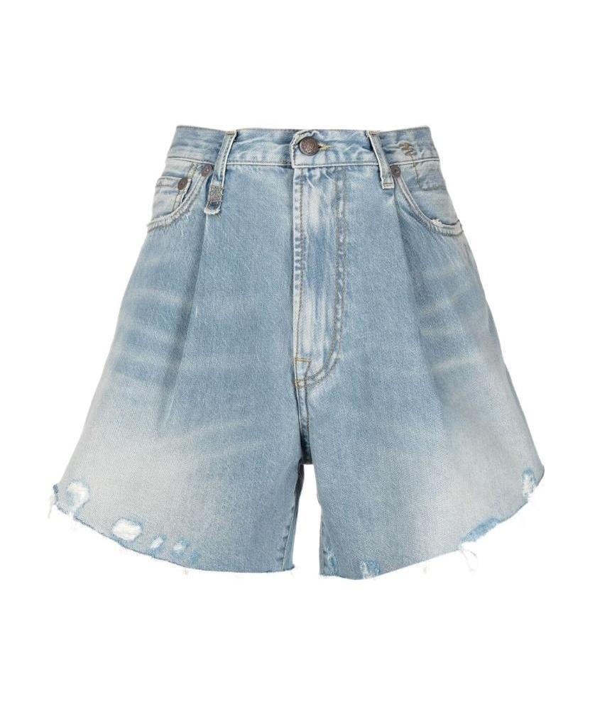 R13 Raw-cut Cotton Denim Shorts In Multicolor