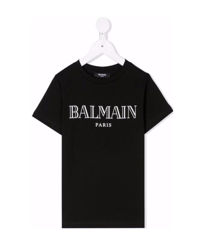 Balmain Logo Print T-shirt In Black