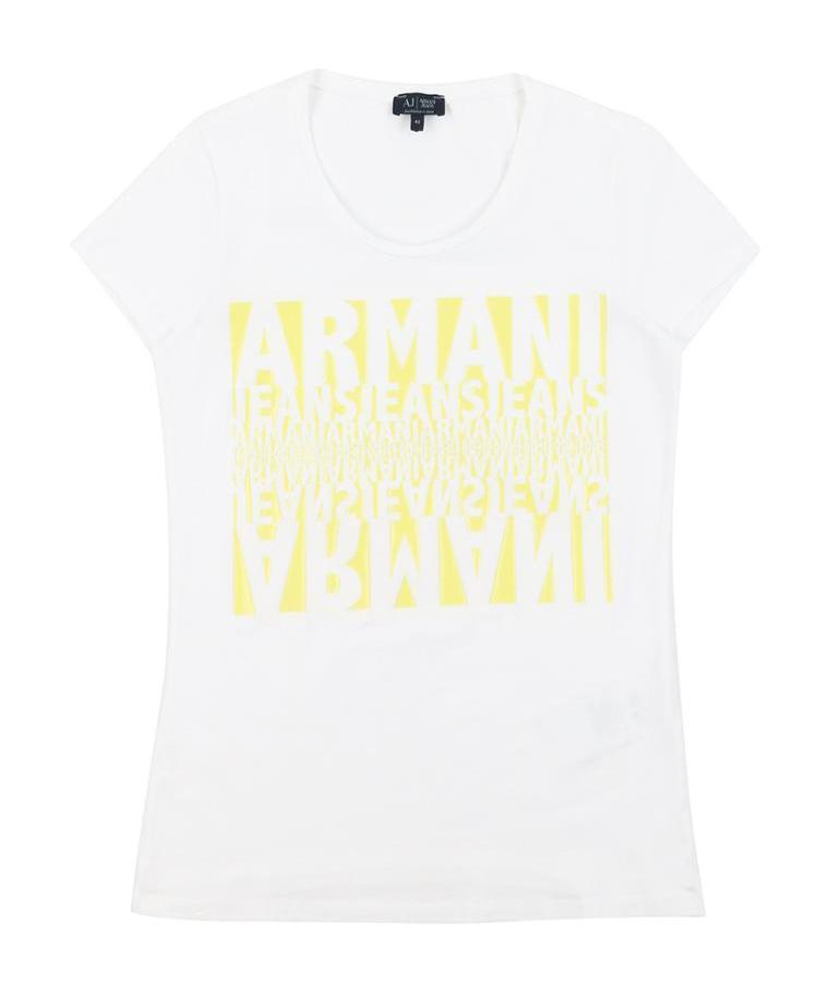 Armani Jeans Printed T-shirt With Round Neck In White