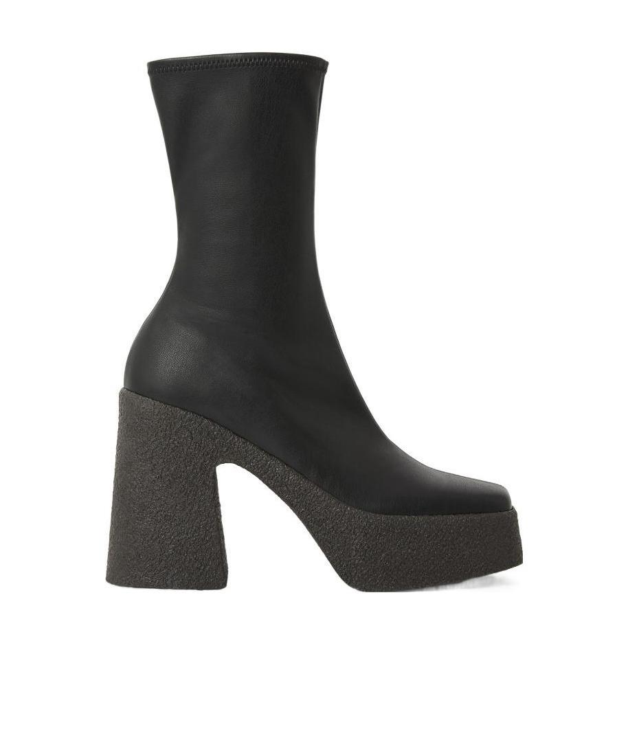 Stella Mccartney Black Skyla 120 Platform Vegan Leather Ankle Boots In Black