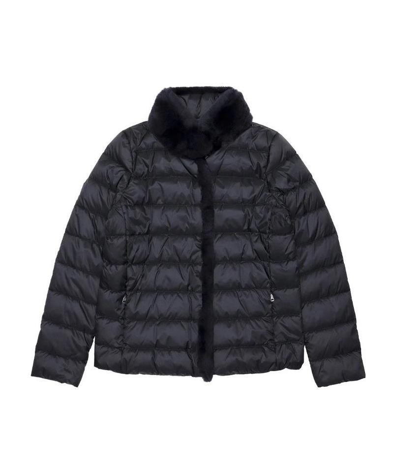 Weekend Max Mara Long-sleeved Down Jacket With Wool Collar In Blue