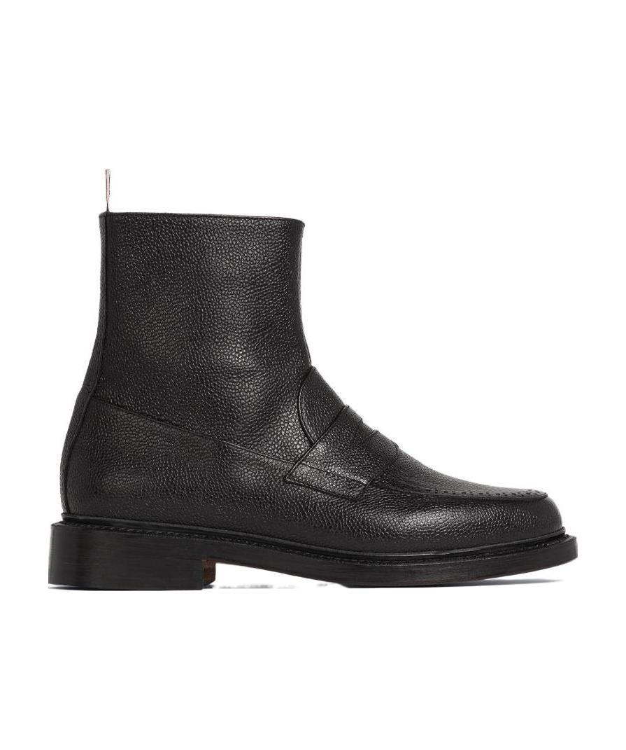 Thom Browne Ankle Leather Boots In Black