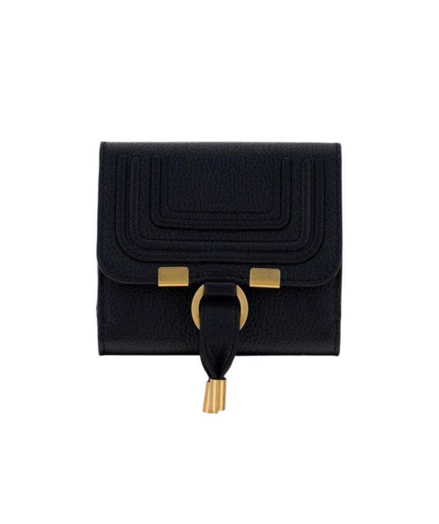 Chloé Marcie Square Debossed-logo Wallet In Black