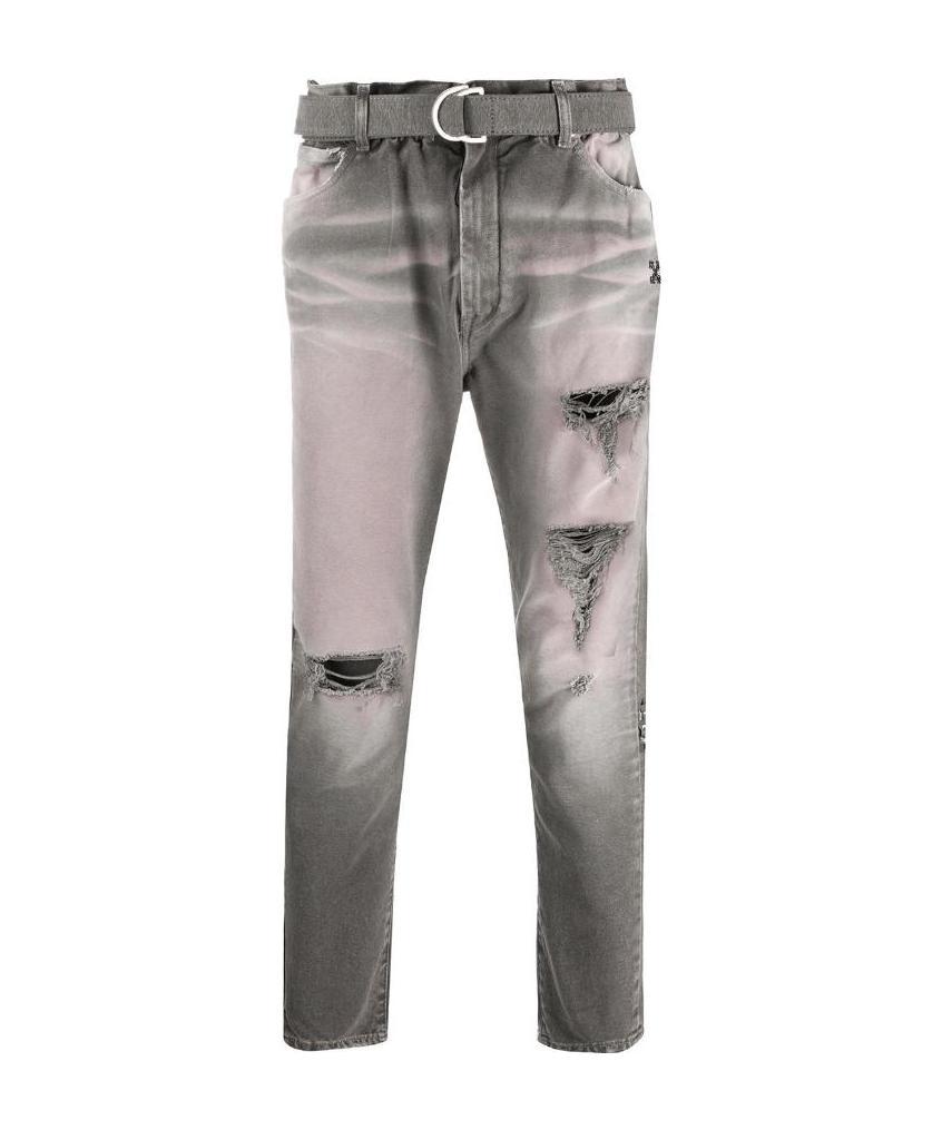 Off-white Straight Jeans With Stone Washing Effect In Gray