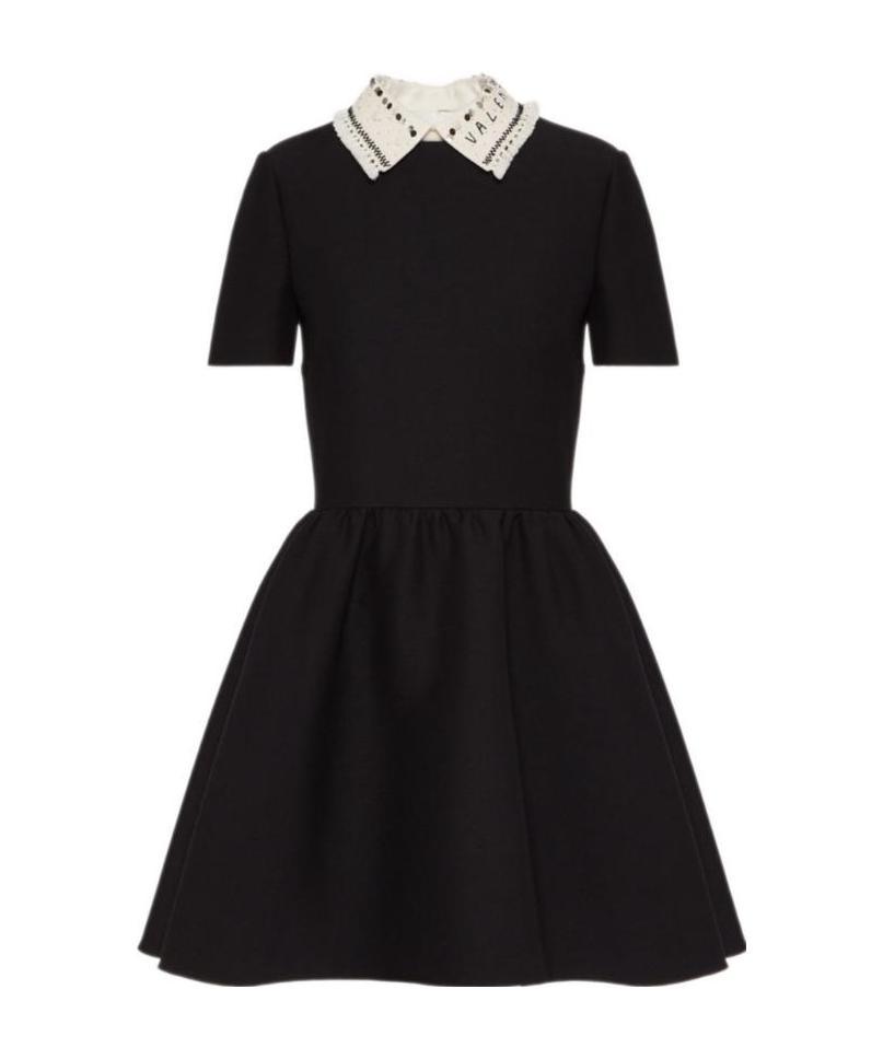Valentino Wool And Silk-blend Crepe Mini Dress In Black
