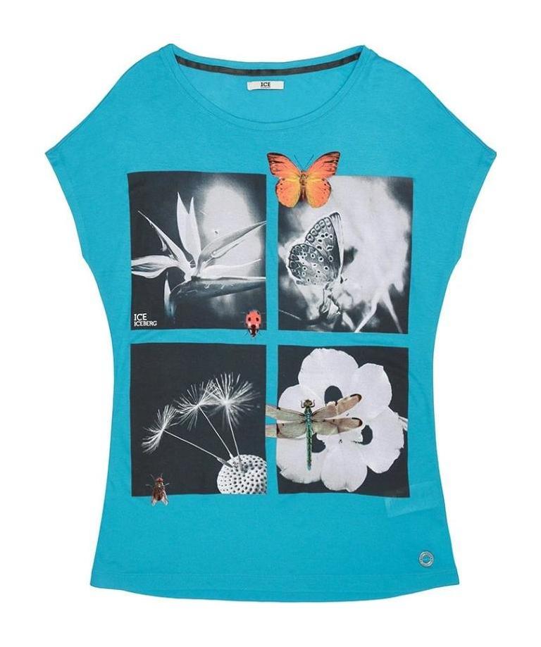 Shop Iceberg Printed T-shirt With Round Neck In Blue