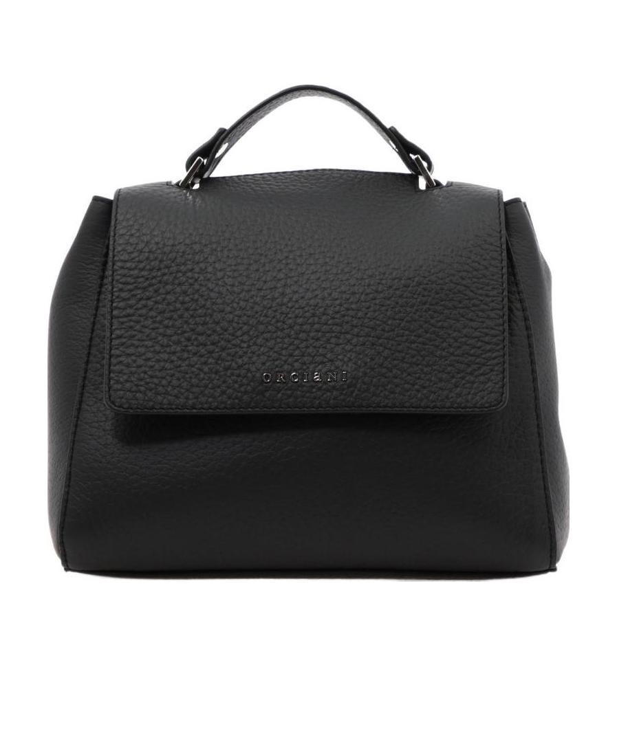 Orciani Logo Flip Shoulder Bag In Black