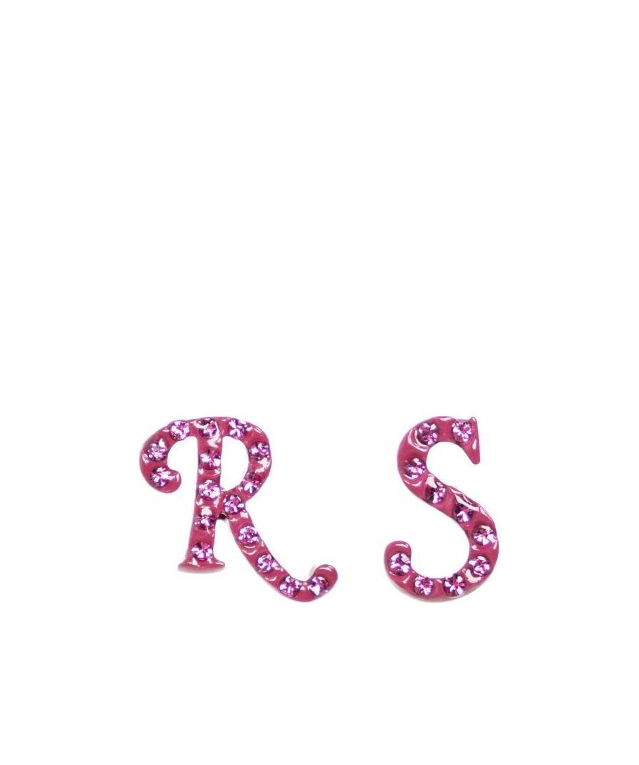 Raf Simons Logo Crystal-embellished Earrings In Pink