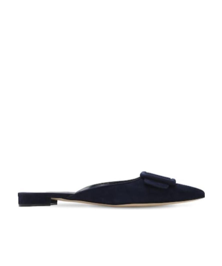Manolo Blahnik Navy Blue Emblem Muller Shoes