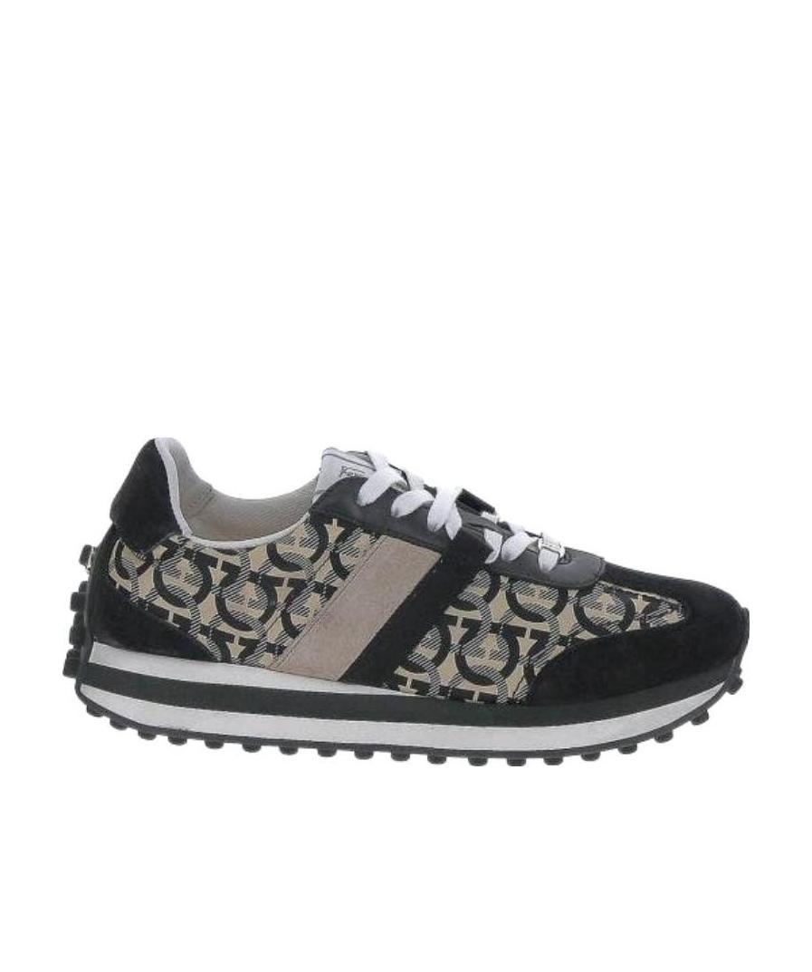Ferragamo Gancini-print Low-top Sneakers In Black