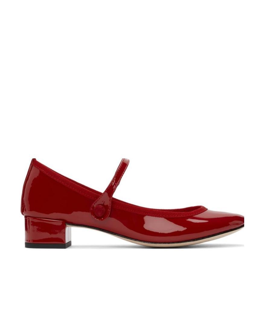 Repetto 30mm Rose Patent Leather Mary Jane Heels In Red