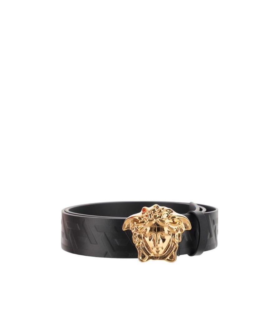 Shop Versace Medusa Logo Calf-leather Belt In Nude
