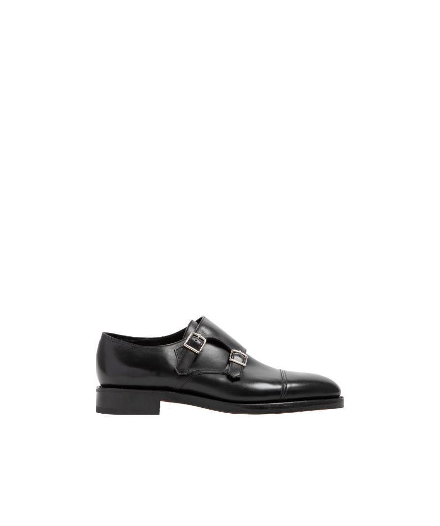 John Lobb Hand-sewn Black Calf Leather Double Buckle Shoe In Black
