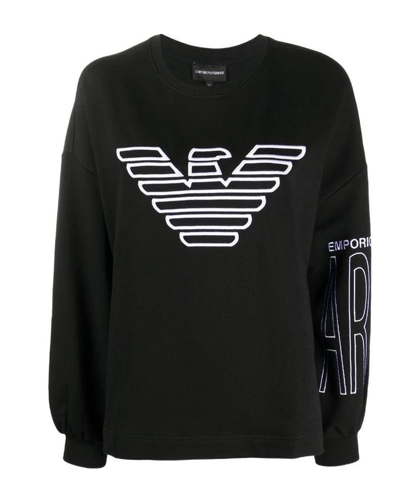 EMPORIO ARMANI LOGO EMBROIDERED ROUND NECK SWEATER