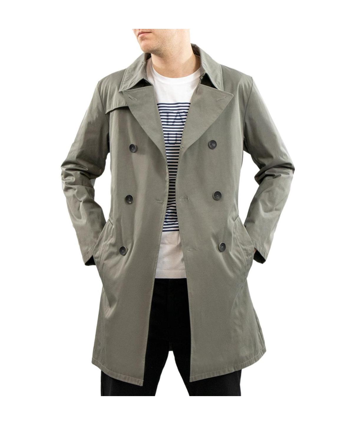 Armani Collezioni Medium And Long Style Lapel Logo Trench Coat In Green