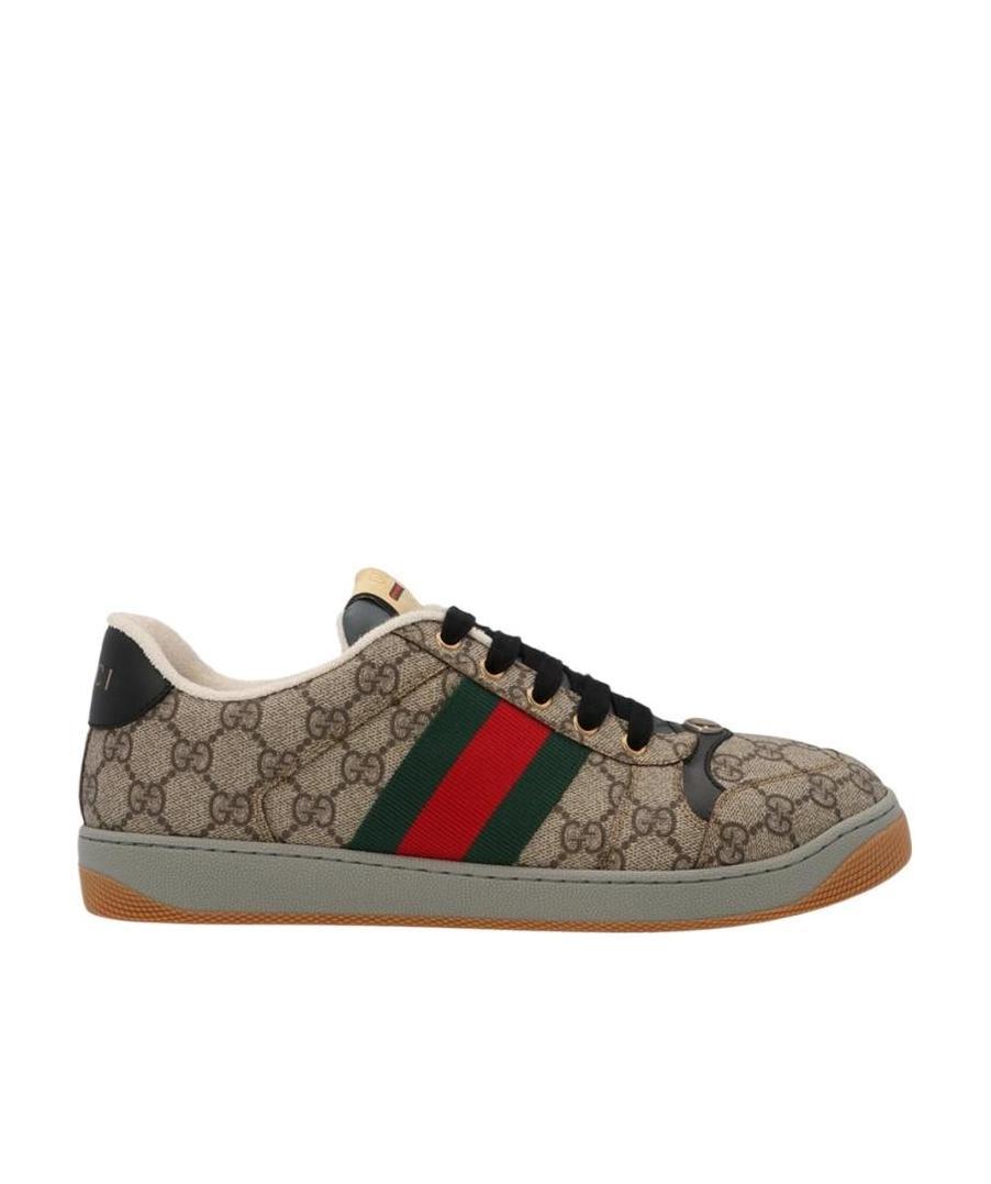 Gucci Logo Lace-up Sneakers In Gray