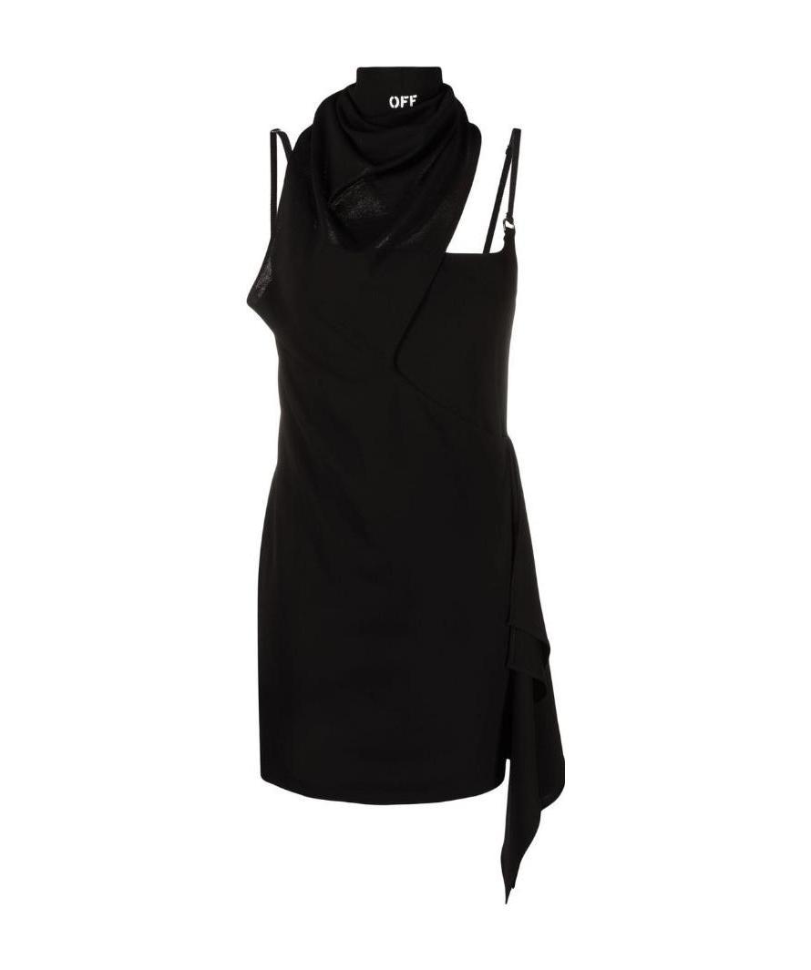 OFF-WHITE SCARF DETAIL SLEEVELESS DRESS