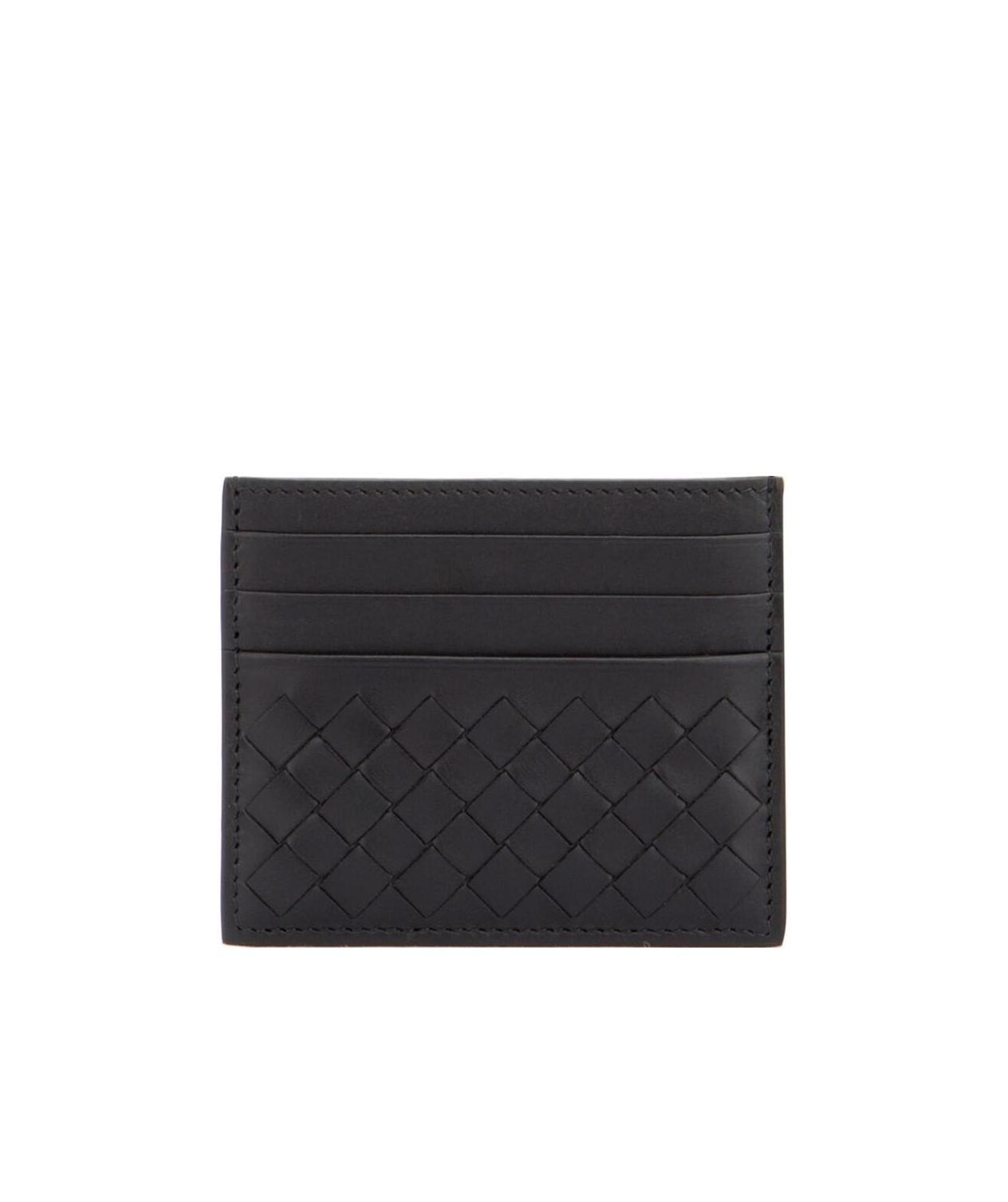 Shop Bottega Veneta Espresso Intrecciato Card Holder In Black