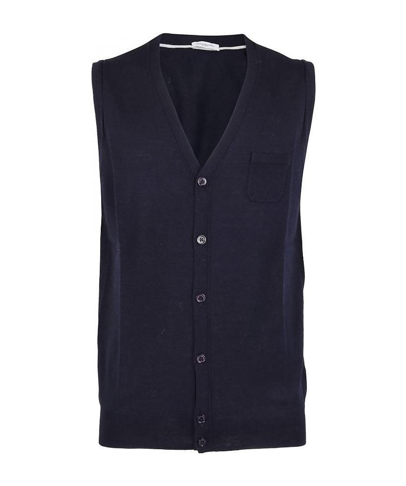 Paolo Pecora Navy Blue Knitted Cardigan In Black