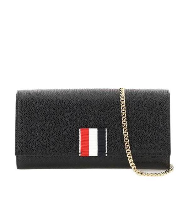 THOM BROWNE LOGO-PATCH LEATHER SHOULDER BAG 