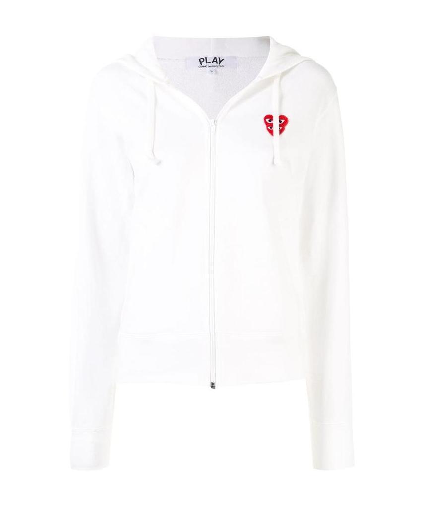 Shop Comme Des Garçons Play Heart Motif Zip Hoodie In White