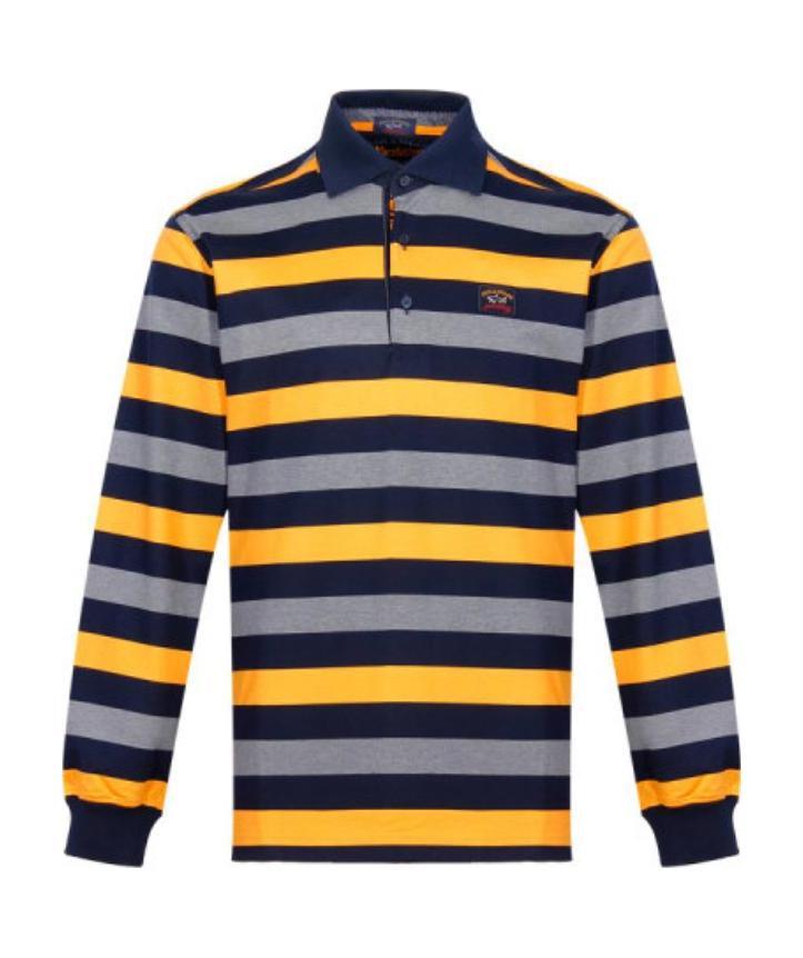 Paul & Shark Striped Long-sleeved Polo Shirt In Black